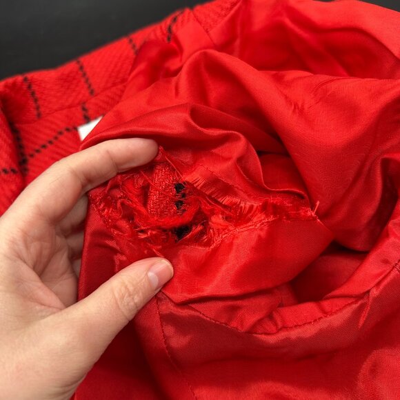 Vintage Red Plaid Blazer Jacket 1980s Pappagallo Size 14 Made In USA As Is - Picture 7 of 8